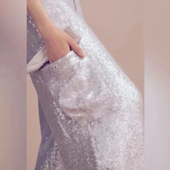 NWT Anthropologie Purple Silver Sequin Cargo Pull on Trouser Party Pants Size 2 - Picture 8 of 11